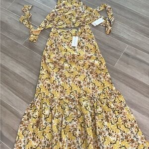 Something Navy Two Piece Floral Maxi Skirt and Halter